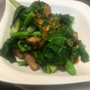 32. Kana Moo Grob (Gai Lan) 
